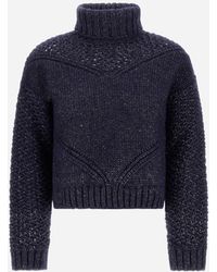 Herno - Rollkragenpullover Mit Lochstrickmuster - Lyst