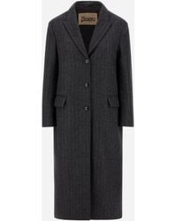 Herno - Wool Cloth Coat With Pinstripe Pattern - Lyst