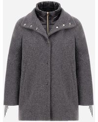 Herno - Alpaca Jacket With Fringing And Nylon Ultralight - Lyst