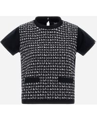Herno - T-SHIRT IN CHIC COTTON JERSEY E TREND TWEED - Lyst