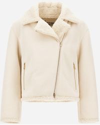 Herno - Corduroy Biker Jacket With Shearling-Effect Interior - Lyst