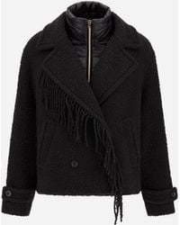 Herno - Teddy Peacoat With Fringes And Nylon Ultralight - Lyst
