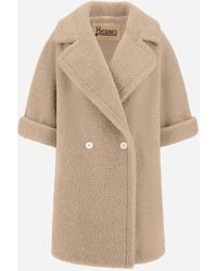 Herno - Melange Teddy Double-Breasted Coat - Lyst