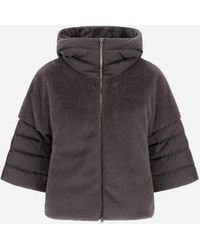 Herno - Satin And Lady Alternative Fur Cape - Lyst