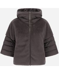 Herno - Satin And Lady Alternative Fur Cape - Lyst