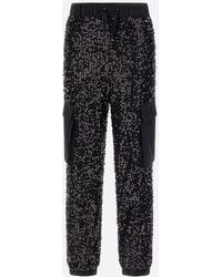 Herno - PANTALONI CARGO IN PAILLETTES MESH E STRUCTURED NYLON - Lyst