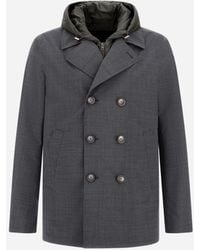 Herno - Wool, Ecoage And 3-Layer Membrane Pea Coat - Lyst