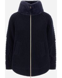Herno - Wool Jacket With Raised Texture And Beaver-Effect Fur Feel - Lyst