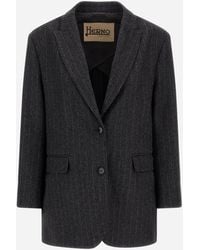 Herno - Wool Cloth Blazer With Pinstripe Pattern - Lyst