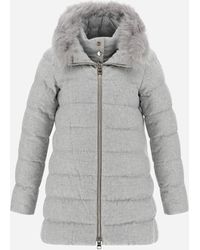 Herno A-SHAPE IN CASHMERE SETA CON PETTORINA STACCABILE E PELLICCIA DI VOLPE - Grigio