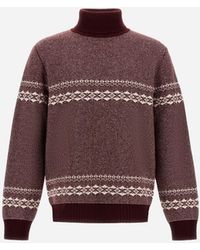 Herno - Wool And Cashmere Roll-Neck Jumper With Norwegian Pattern - Lyst