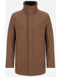 Herno - Carcoat In Woolen Melange Twill And Light Faux Fur - Lyst