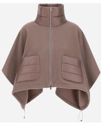 Herno - PONCHO CORTO RESORT IN WARMY CASHMERE WOOL E NYLON ULTRALIGHT - Lyst