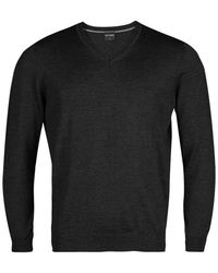 Olymp - Herren V-Pullover Merinowolle Unifarben - Lyst