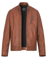 Strellson - Herren Lederjacke Braun, Cognac Unifarben - Lyst