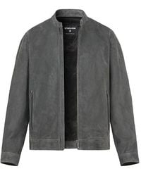Strellson - Herren Lederjacke Ziegenvelours Unifarben - Lyst