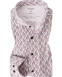 Olymp - Herren Hemd Jersey Gemustert - Lyst