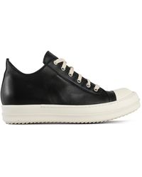 Rick Owens Leather Boat Sneakers in Black | Lyst