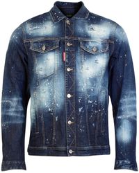 DSquared² Splatter Detail Denim Jacket - Blue