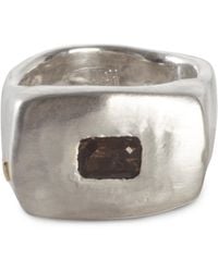 Rosa Maria Lulu Silver Signet Ring With Smoky - Metallic