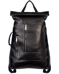 Rick Owens Black Leather Cargo Backpack In Black/black