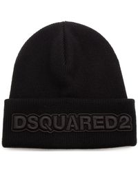 DSquared² Tonal Logo Wool Beanie - Black