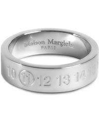Maison Margiela Engraved Numbers Logo Silver Ring - Metallic