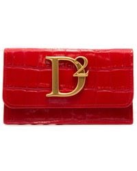 DSquared² Croc-effect Leather Card Purse - Red