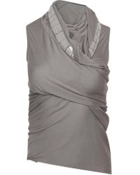 Rick Owens Lilies Embellished Wrap Front Top Dust - Grey