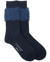 Yohji Yamamoto Mohair Calf Socks Navy - Blue