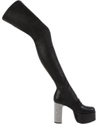 Rick Owens Kiss Diamanté Stocking Platform Boots - Black