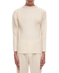 Homme Plissé Issey Miyake Pleated Long Sleeve Shirt - Natural