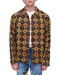 Bode Circle-embroidered Linen Jacket in Yellow (Natural) for Men | Lyst