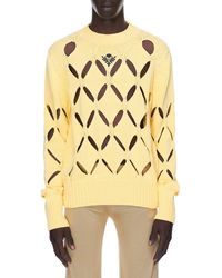 STEFAN COOKE Floral Embroidered Diamond Slashed Sweater - Yellow