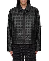 KANGHYUK Textured Leather Jacket - Black