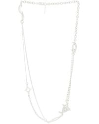 SWEETLIMEJUICE Thorn Dual Chain Necklace - Metallic