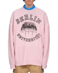 Raf Simons Wool Printed Reversed Oversized Sweater in Light Pink 