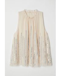 H&M Blouse à paillettes - Neutre