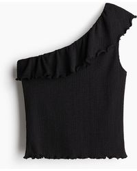 H&M - One-Shoulder-Top mit Volant - Lyst