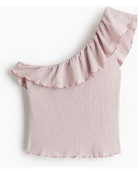 H&M - One-Shoulder-Top mit Volant - Lyst