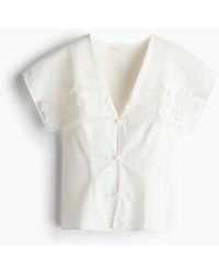 H&M - Top Met Matrozenkraag Met Broderie Anglaise - Lyst