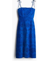 H&M - Kleid mit Broderie Anglaise und Bindeträgern - Lyst