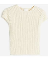 H&M - Ribgebreide Top Met Kapmouwtjes - Lyst