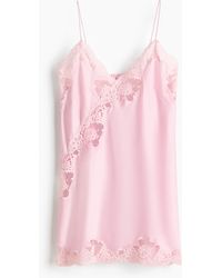 H&M - Nachthemd aus Satin mit Spitze - Lyst