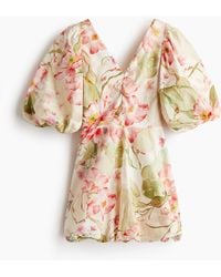 H&M - Bauschiges Kleid mit Bindebändern - Lyst