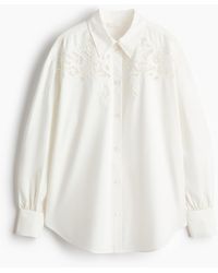 H&M - Oversized Overhemdblouse Met Broderie Anglaise - Lyst