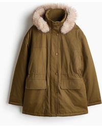 H&M - Oversized Parka Met Fluffy Rand - Lyst