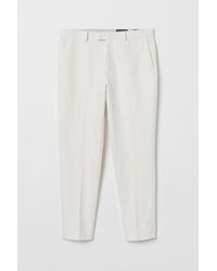 H M Cotton Skinny Joggers In White For Men Lyst