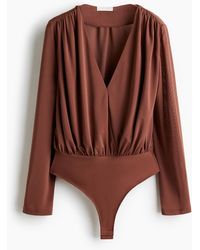 H&M - Gedrapeerde Stringbody Met V-hals - Lyst