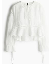 H&M - Oversized Bluse mit Spitzenborten - Lyst